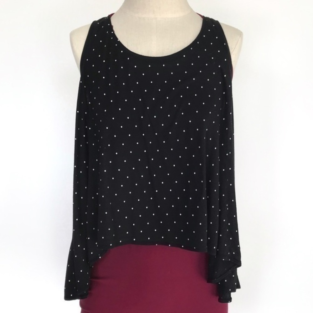 Victoria’s Secret Black White Polka Dot Drape Back Loungewear Tank Top Medium